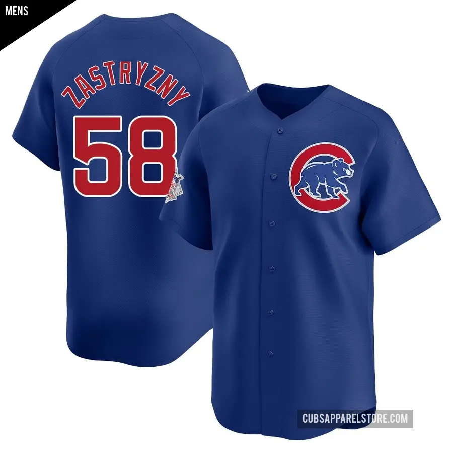 Men's Chicago Cubs ＃58 Rob Zastryzny Limited Royal Alternate Jersey