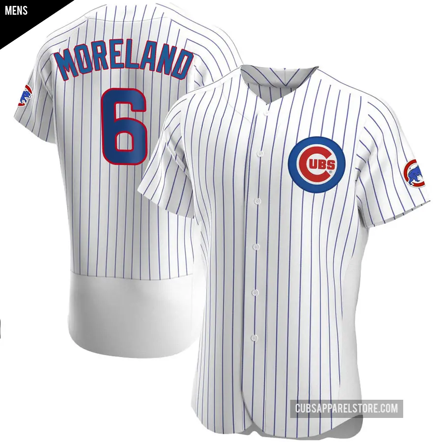 Men's Chicago Cubs ＃6 Keith Moreland Authentic White Home Jersey