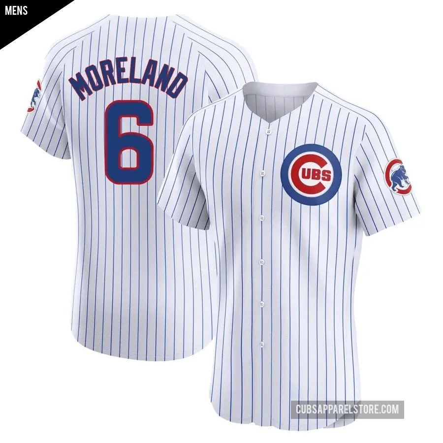 Men's Chicago Cubs ＃6 Keith Moreland Elite White Home Jersey