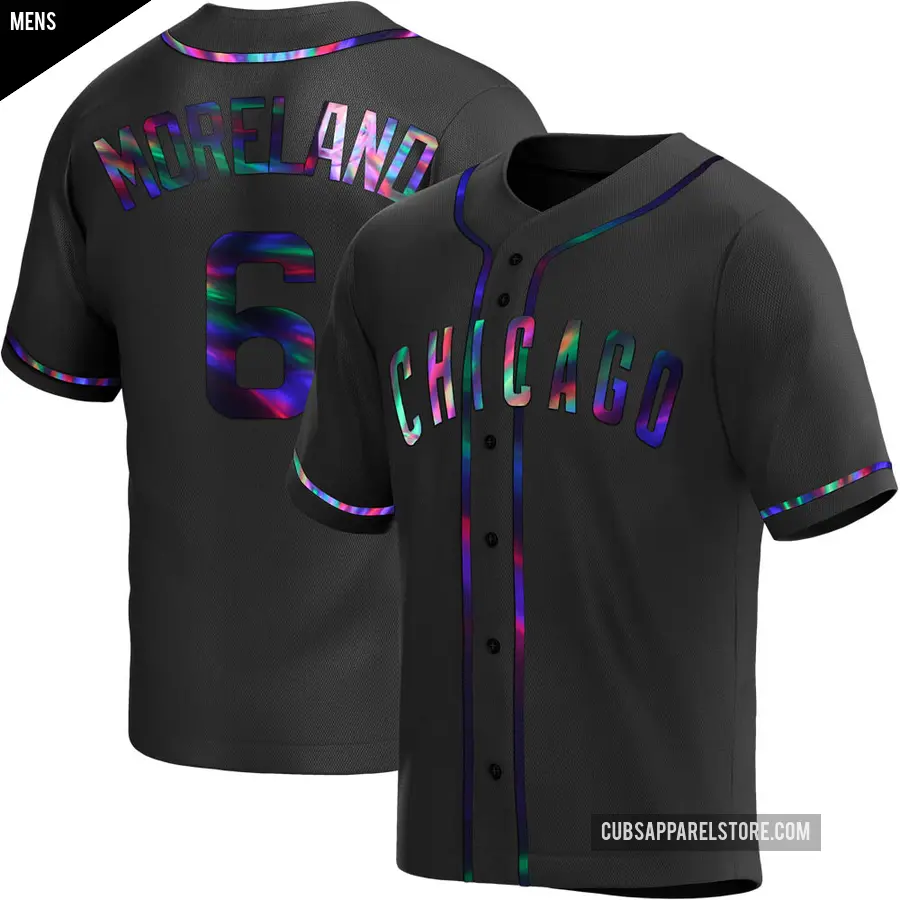 Men's Chicago Cubs ＃6 Keith Moreland Replica Black Holographic Alternate Jersey