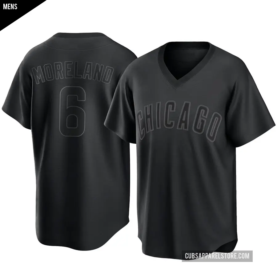 Men's Chicago Cubs ＃6 Keith Moreland Replica Black Pitch Fashion Jersey