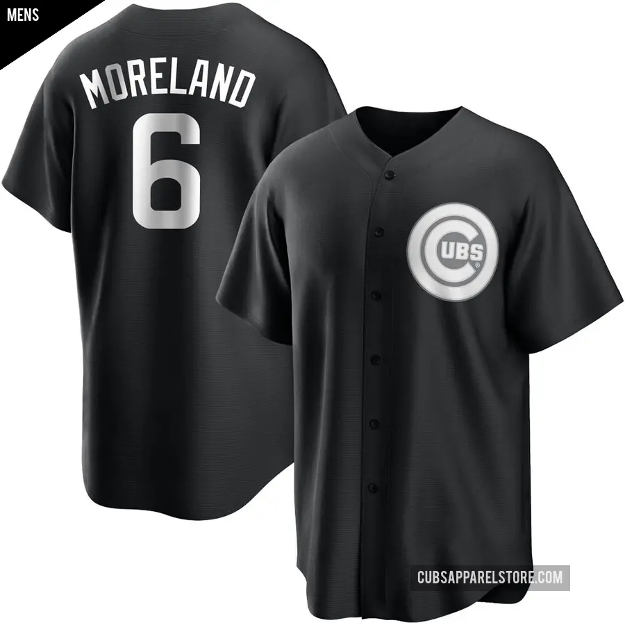 Men's Chicago Cubs ＃6 Keith Moreland Replica Black/White Jersey