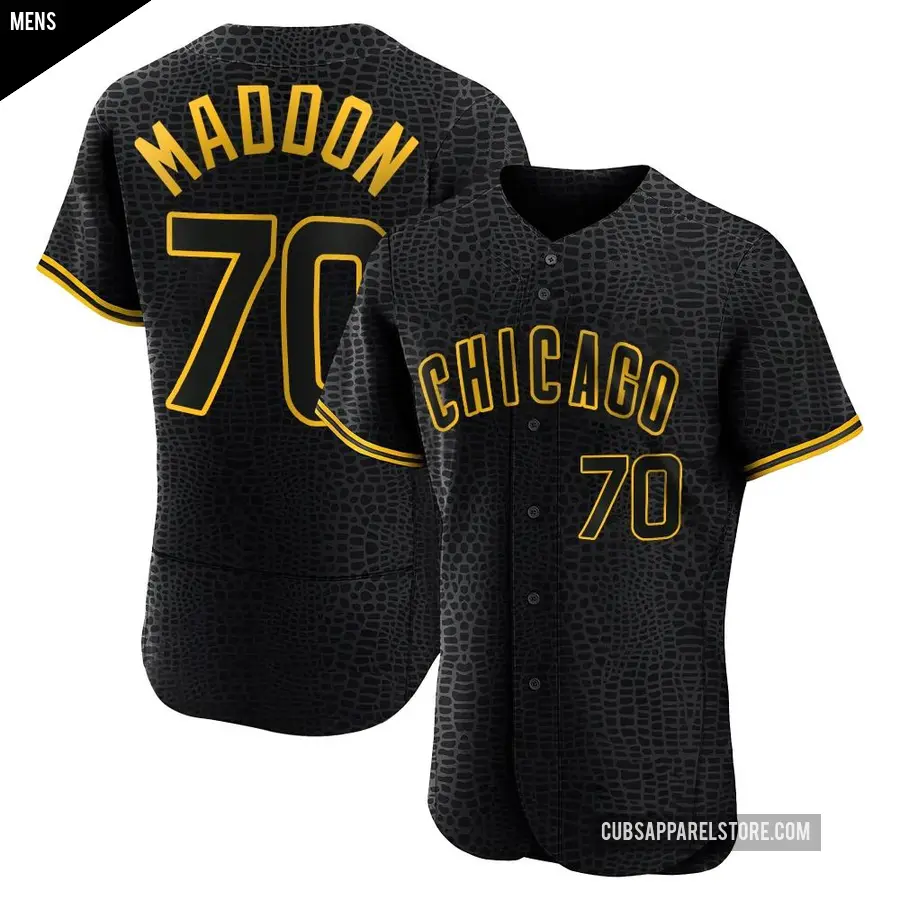 Men's Chicago Cubs ＃70 Joe Maddon Authentic Black Snake Skin City Jersey