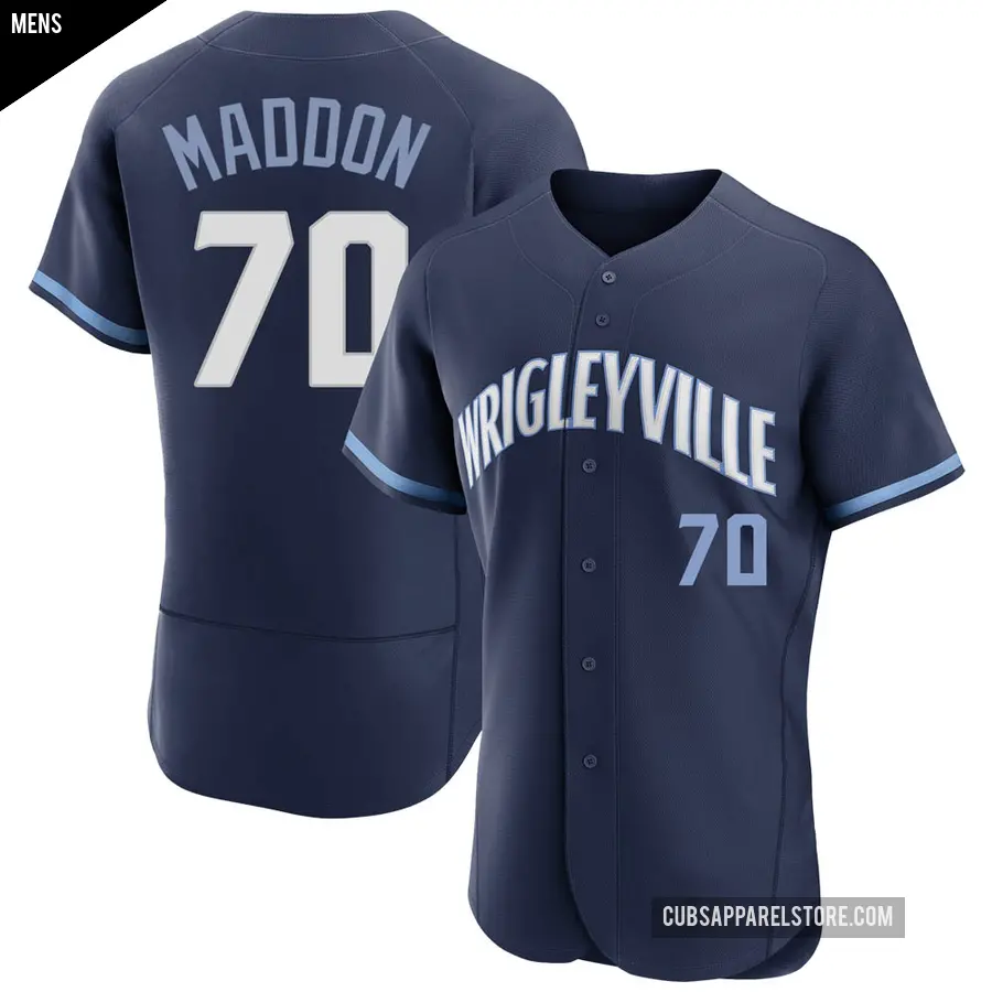 Men's Chicago Cubs ＃70 Joe Maddon Authentic Navy 2021 City Connect Jersey