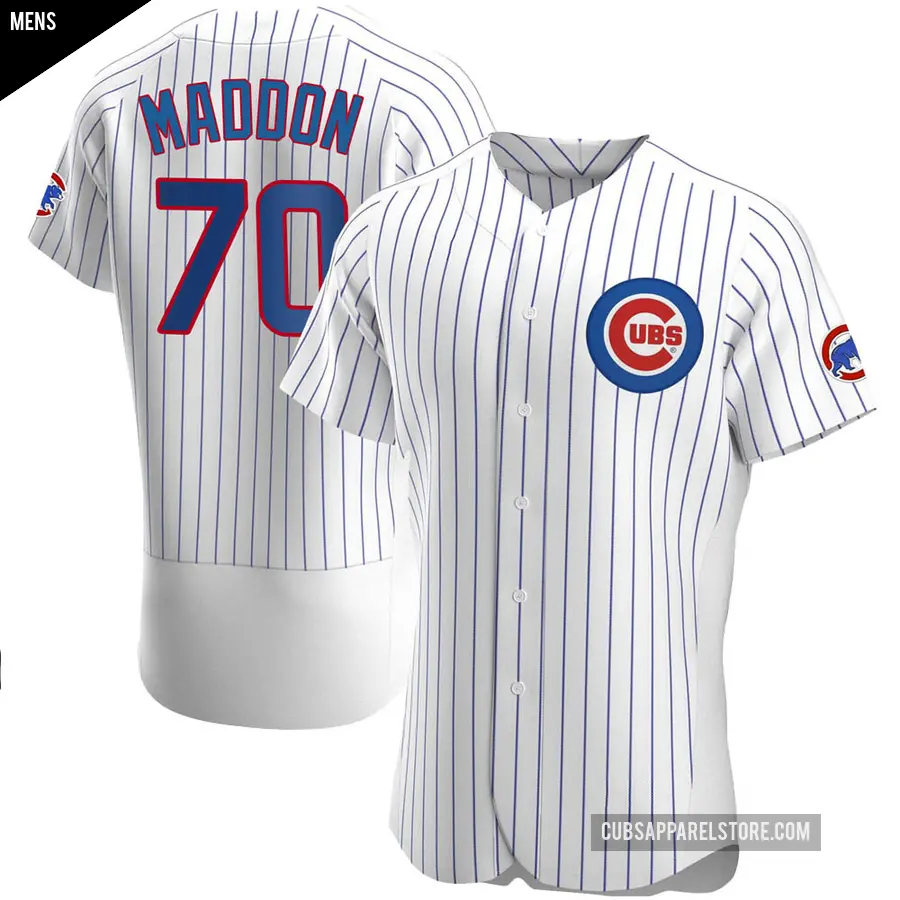 Men's Chicago Cubs ＃70 Joe Maddon Authentic White Home Jersey