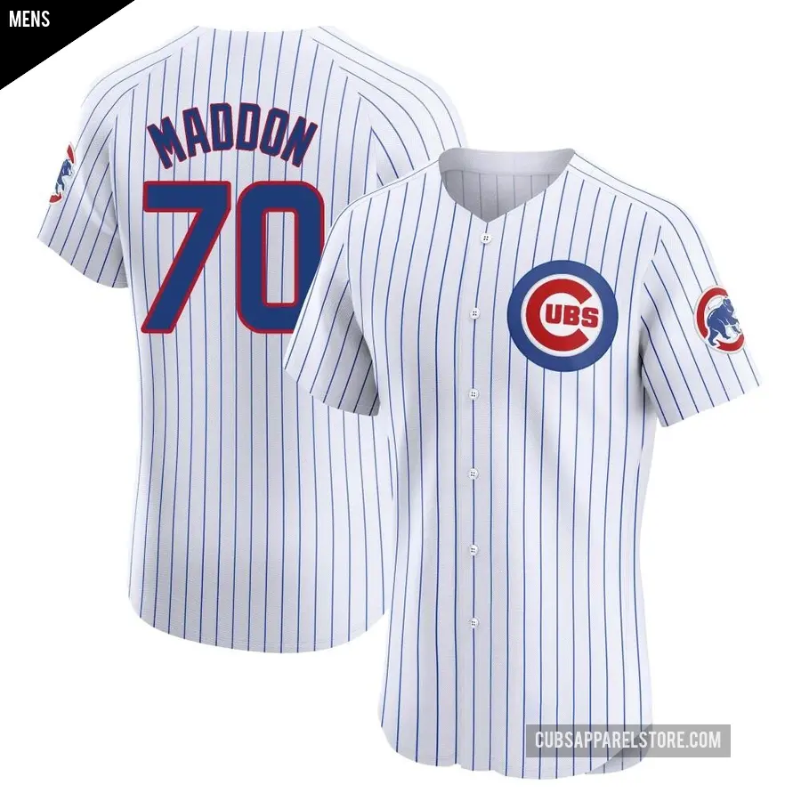 Men's Chicago Cubs ＃70 Joe Maddon Elite White Home Jersey