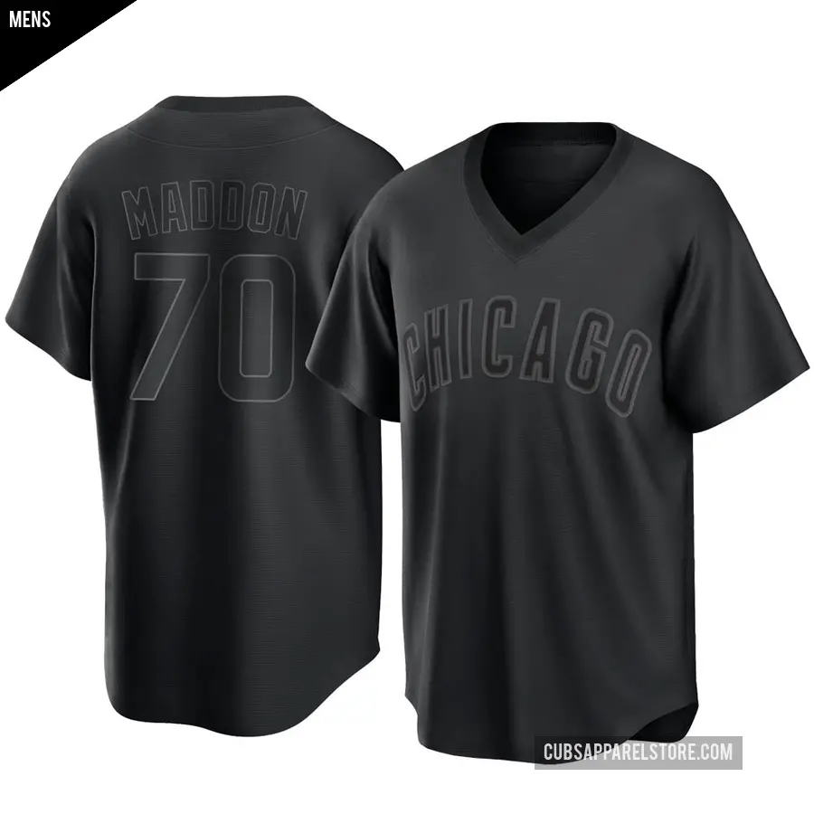 Men's Chicago Cubs ＃70 Joe Maddon Replica Black Pitch Fashion Jersey