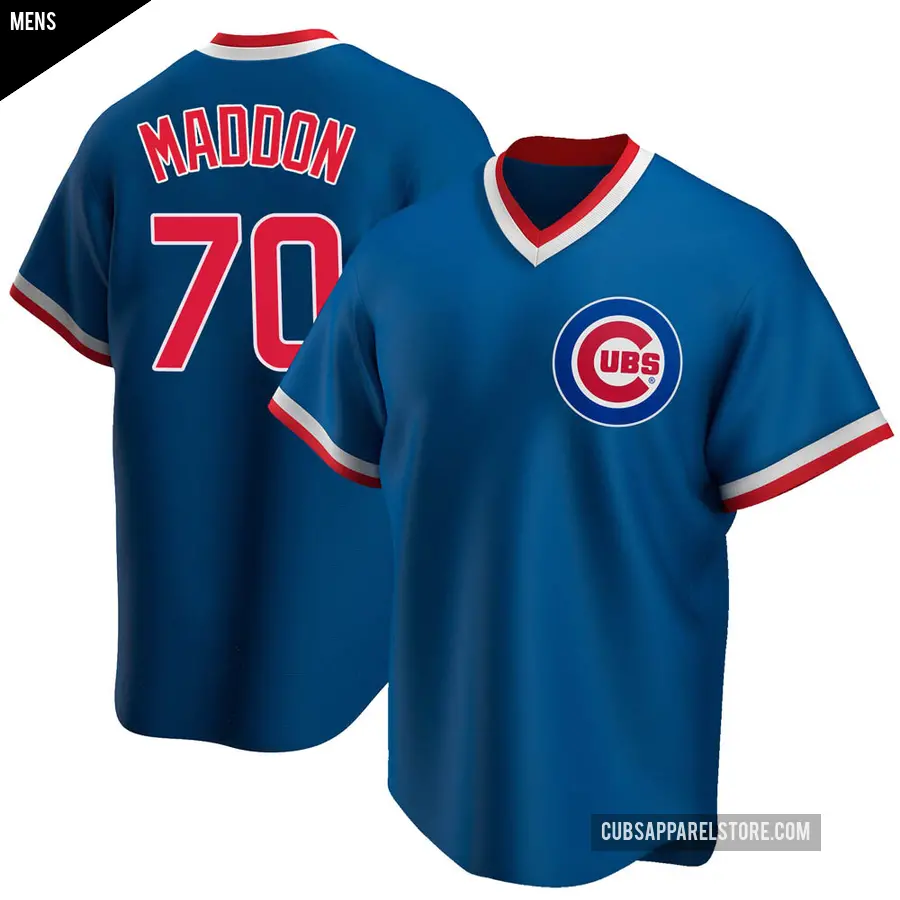 Men's Chicago Cubs ＃70 Joe Maddon Replica Royal Road Cooperstown Collection Jersey