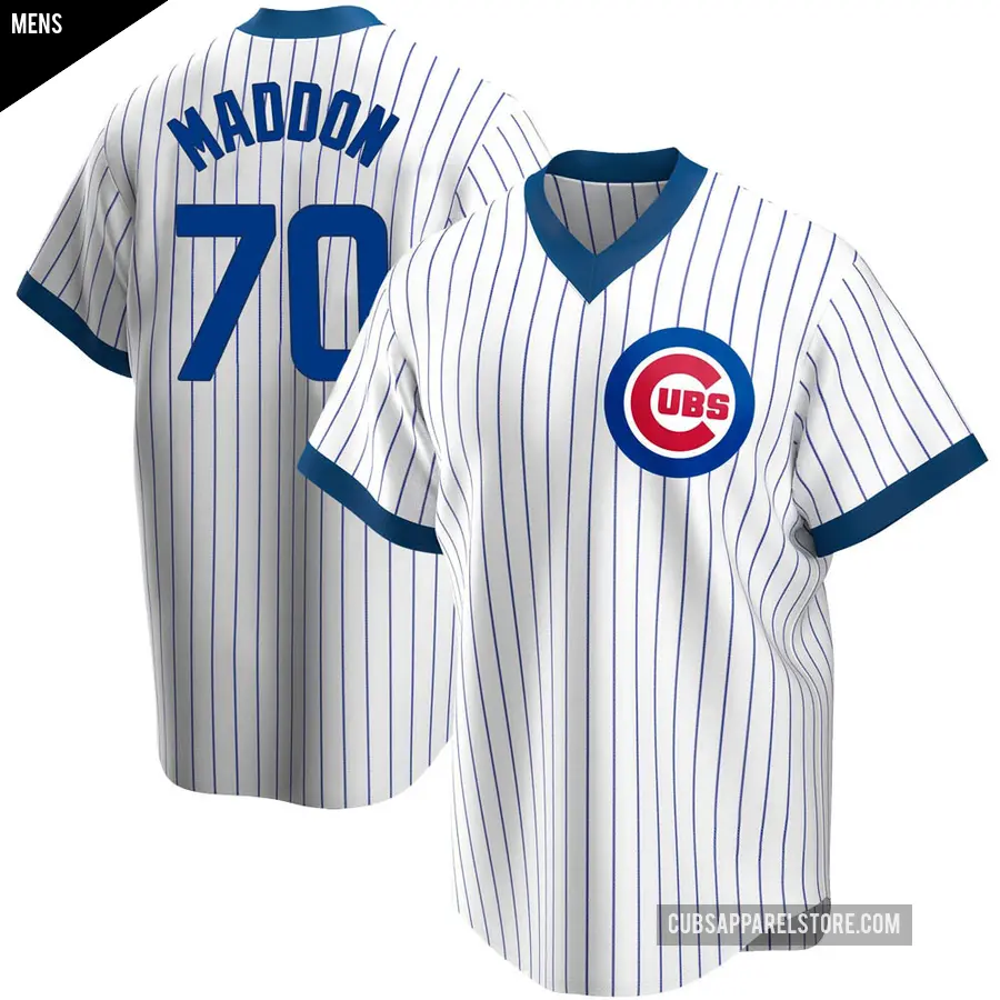 Men's Chicago Cubs ＃70 Joe Maddon Replica White Home Cooperstown Collection Jersey