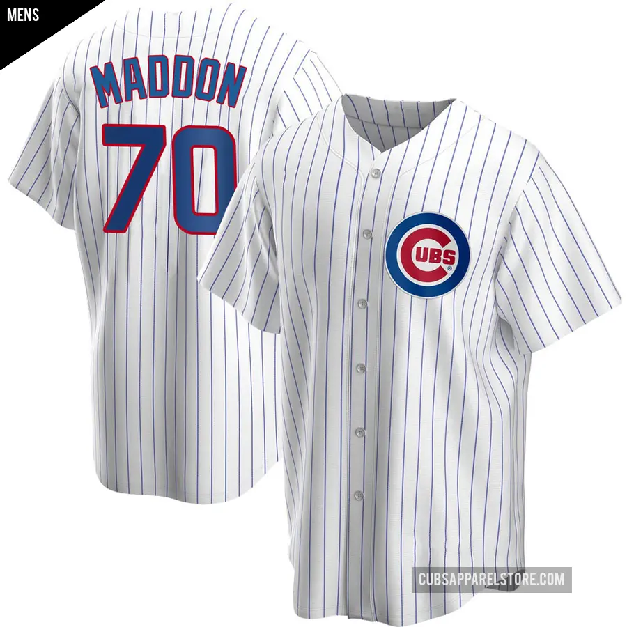 Men's Chicago Cubs ＃70 Joe Maddon Replica White Home Jersey