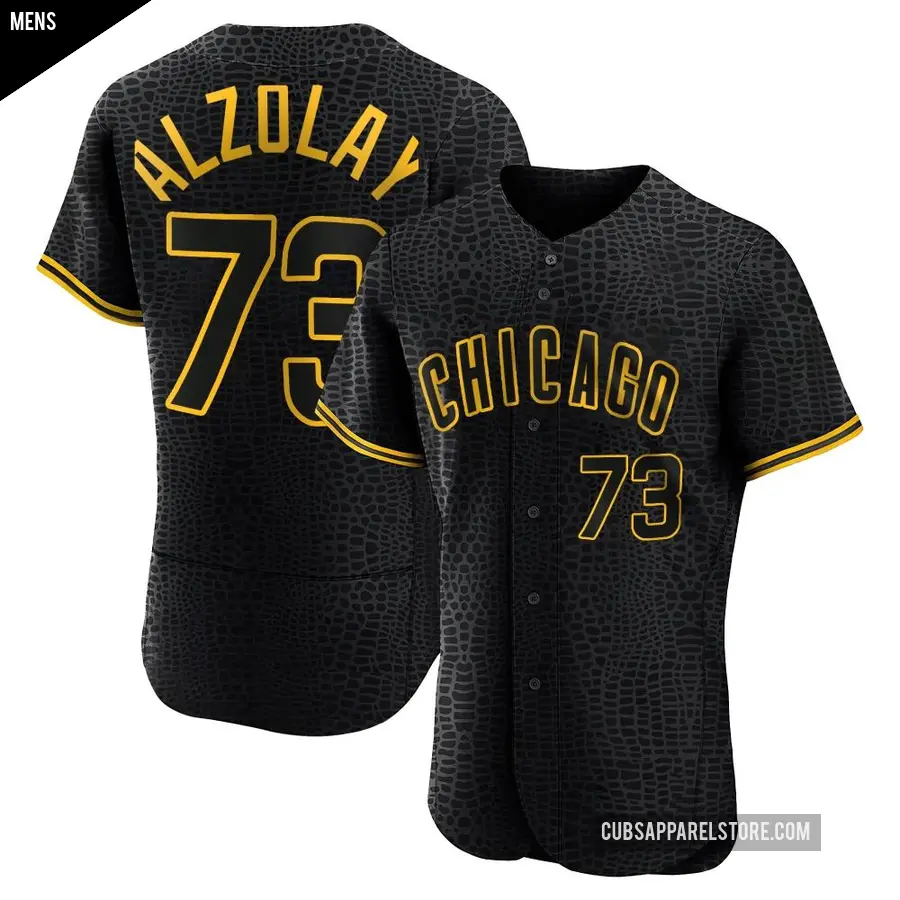 Men's Chicago Cubs ＃73 Adbert Alzolay Authentic Black Snake Skin City Jersey