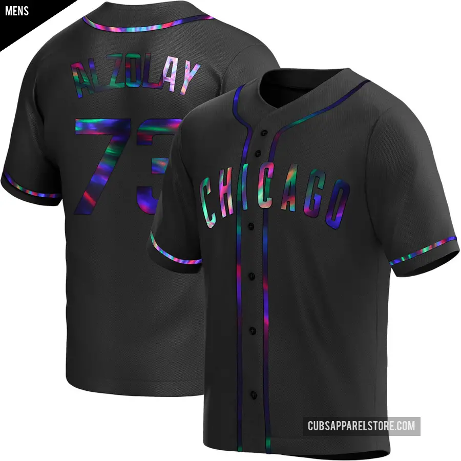 Men's Chicago Cubs ＃73 Adbert Alzolay Replica Black Holographic Alternate Jersey