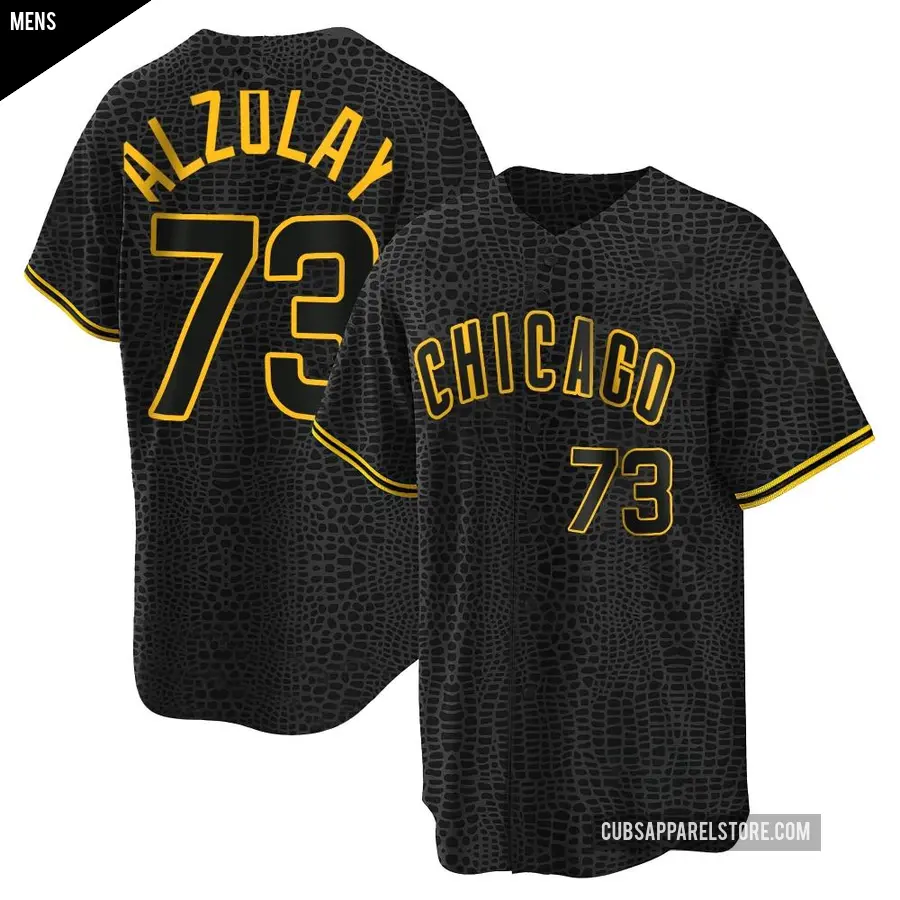 Men's Chicago Cubs ＃73 Adbert Alzolay Replica Black Snake Skin City Jersey