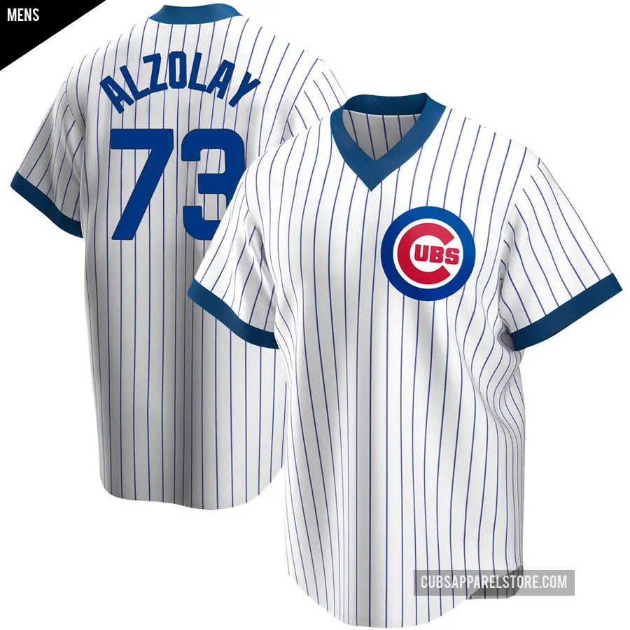 Men's Chicago Cubs ＃73 Adbert Alzolay Replica White Home Cooperstown Collection Jersey