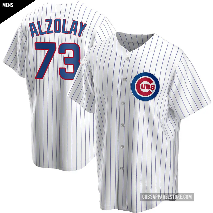 Men's Chicago Cubs ＃73 Adbert Alzolay Replica White Home Jersey