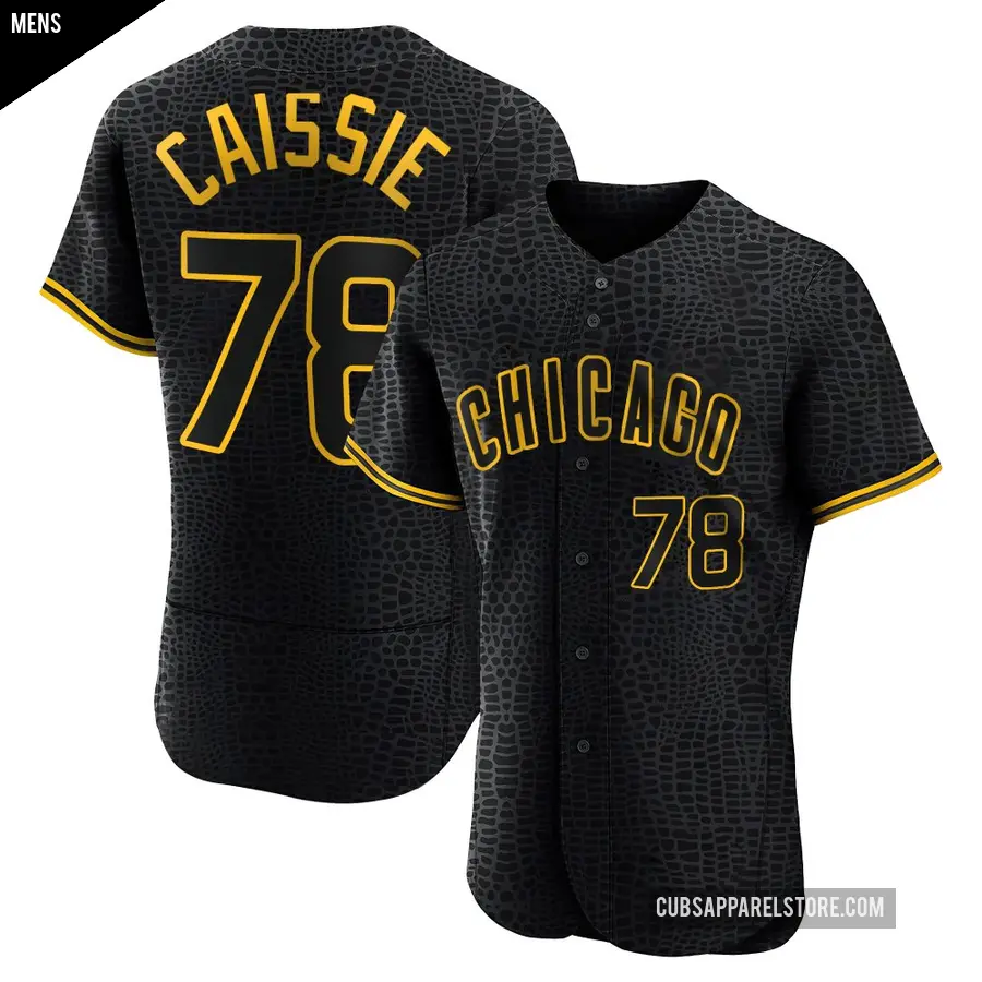 Men's Chicago Cubs ＃78 Owen Caissie Authentic Black Snake Skin City Jersey