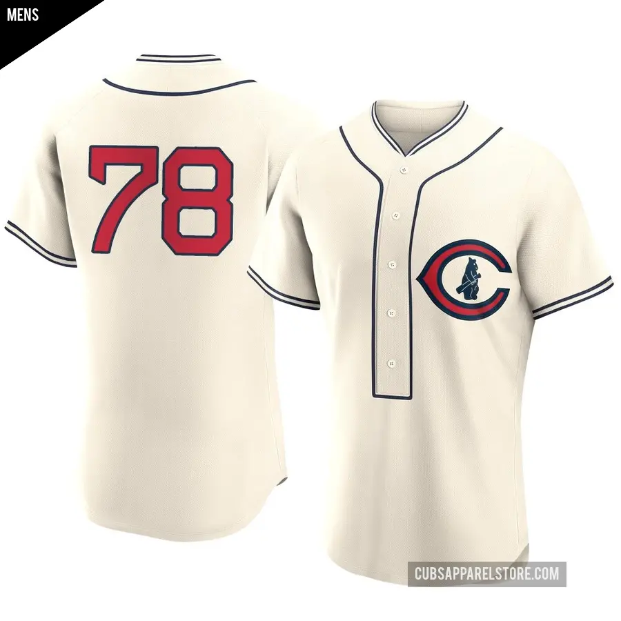 Men's Chicago Cubs ＃78 Owen Caissie Authentic Cream 2022 Field Of Dreams Jersey