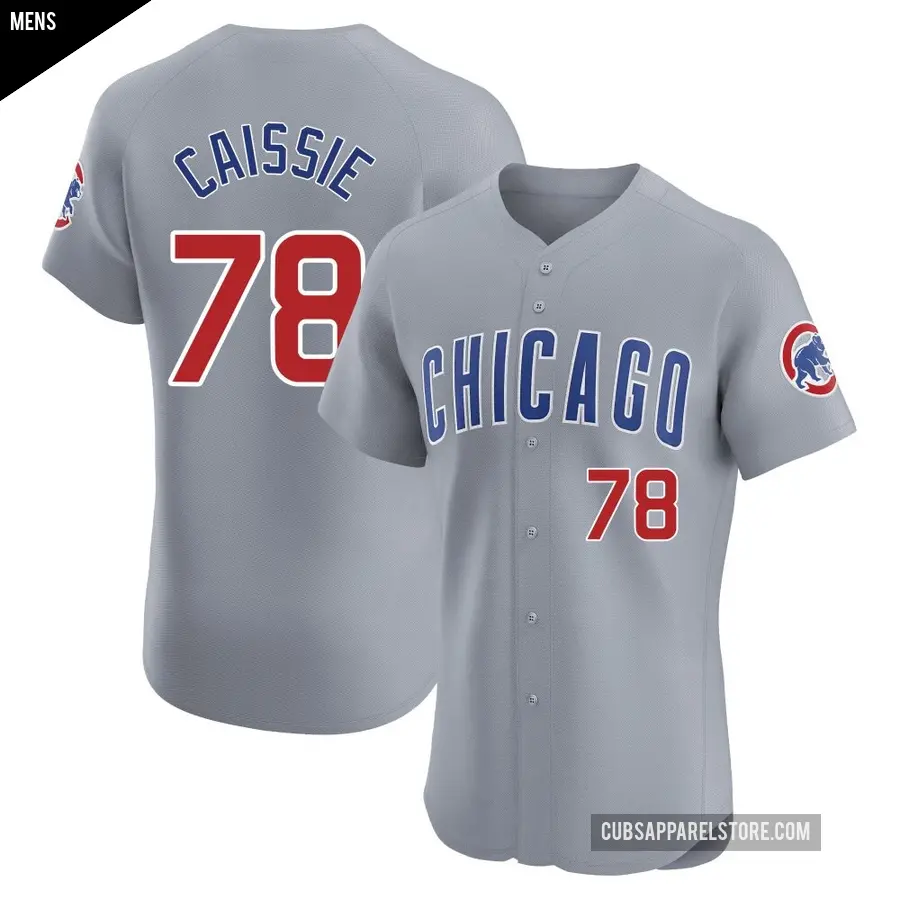 Men's Chicago Cubs ＃78 Owen Caissie Elite Gray Road Jersey