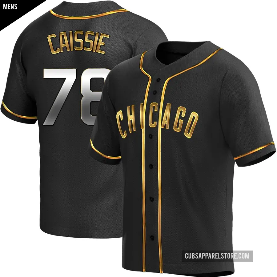 Men's Chicago Cubs ＃78 Owen Caissie Replica Gold Black en Alternate Jersey