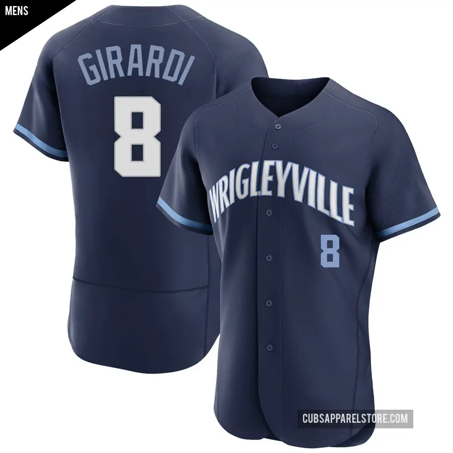 Men's Chicago Cubs ＃8 Joe Girardi Authentic Navy 2021 City Connect Jersey