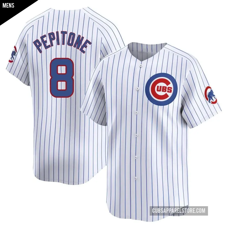 Men's Chicago Cubs ＃8 Joe Pepitone Limited White Home Jersey