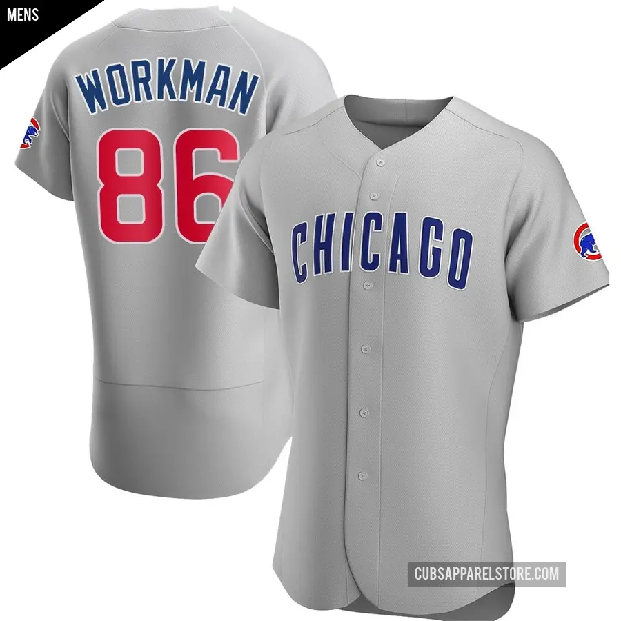 Men's Chicago Cubs ＃86 Gage Workman Authentic Gray Road Jersey