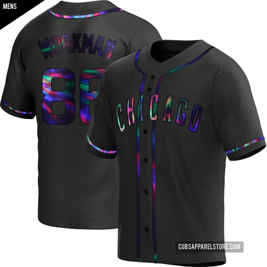 Men's Chicago Cubs ＃86 Gage Workman Replica Black Holographic Alternate Jersey