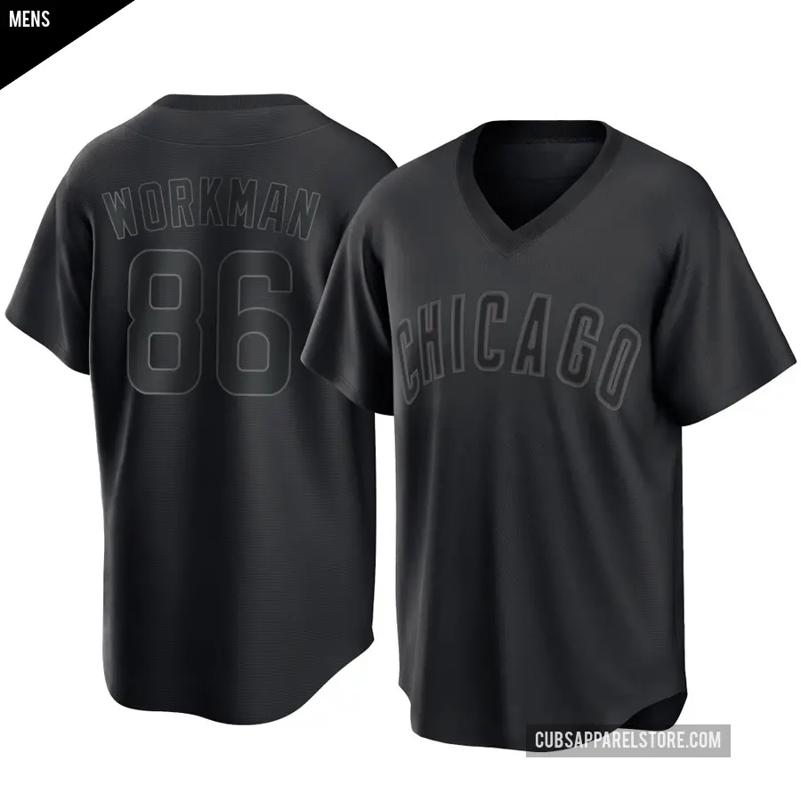 Men's Chicago Cubs ＃86 Gage Workman Replica Black Pitch Fashion Jersey