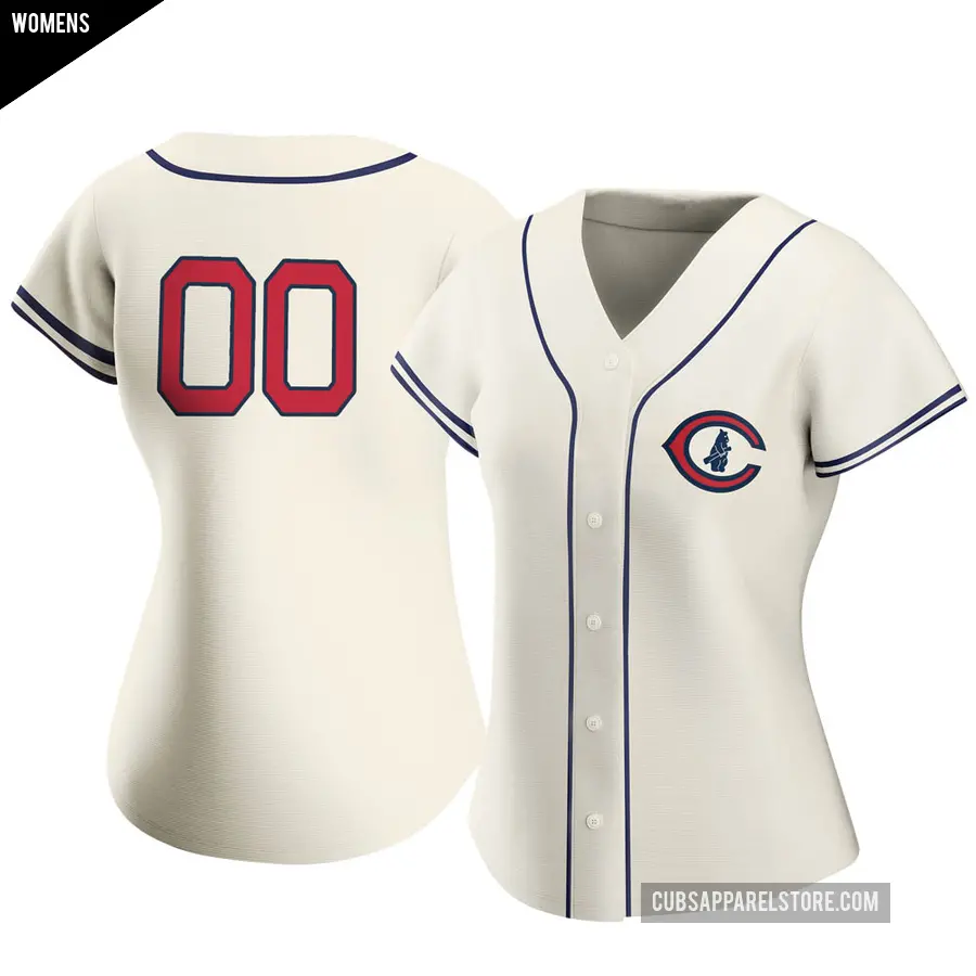 Women's Chicago Cubs ＃00 Custom Authentic Cream 2022 Field Of Dreams Jersey