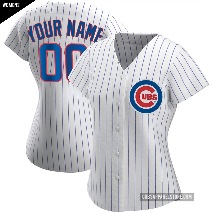 Women's Chicago Cubs ＃00 Custom Authentic White Home Jersey