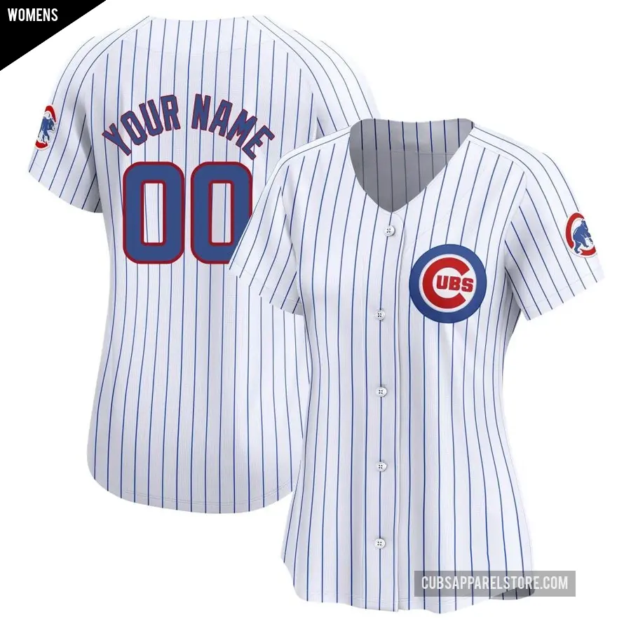 Women's Chicago Cubs ＃00 Custom Limited White Home Jersey