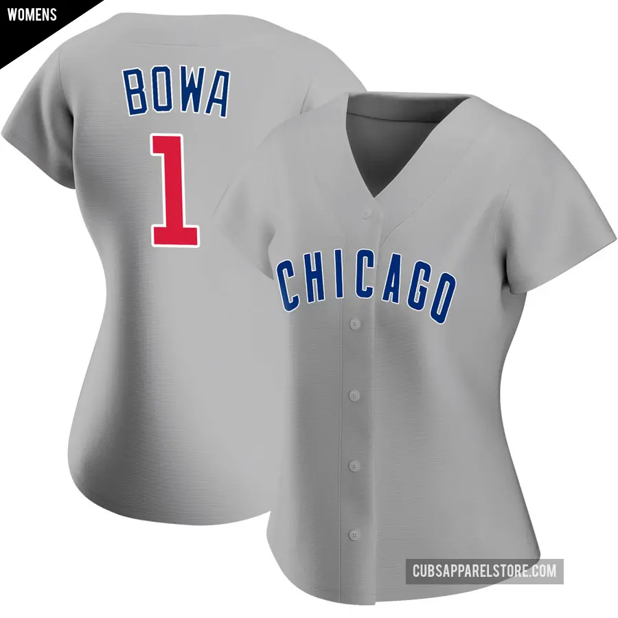 Women's Chicago Cubs ＃1 Larry Bowa Authentic Gray Road Jersey