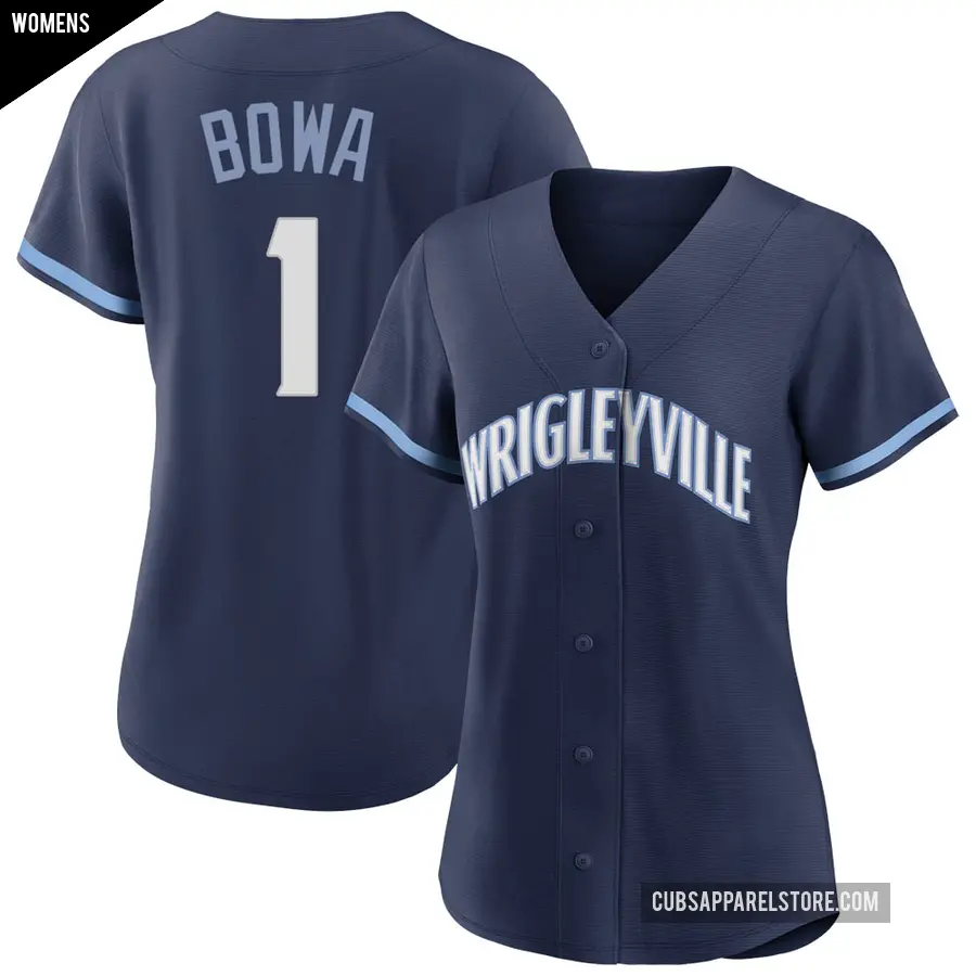 Women's Chicago Cubs ＃1 Larry Bowa Authentic Navy 2021 City Connect Jersey