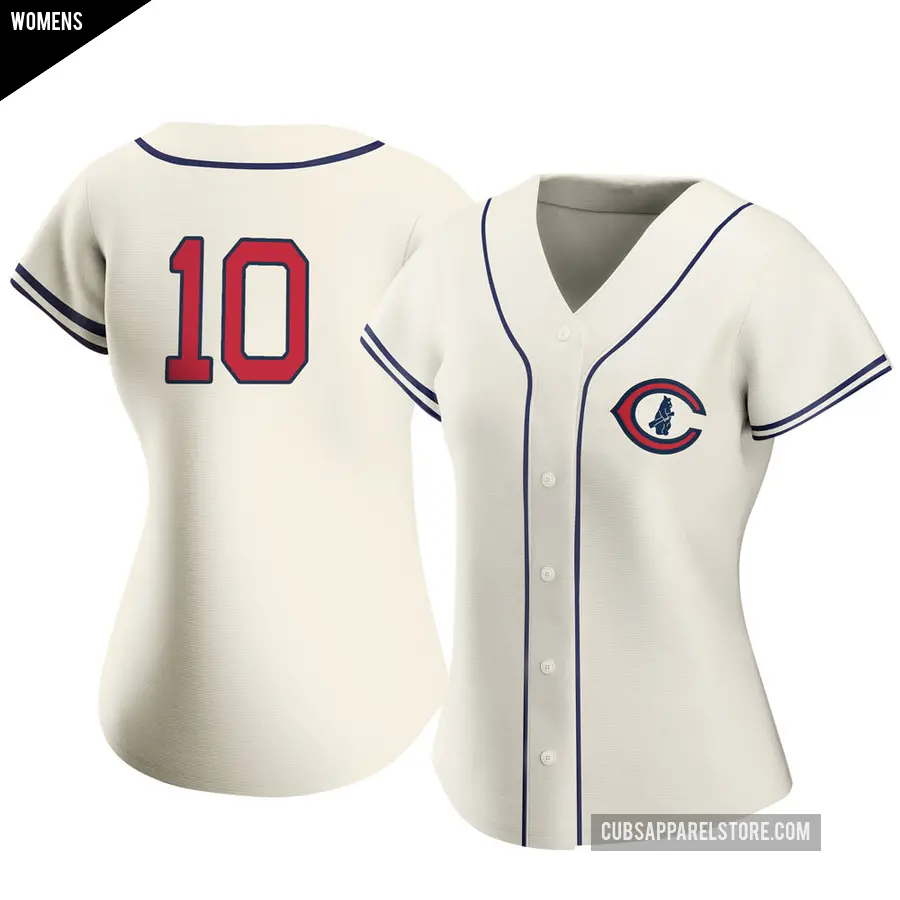 Women's Chicago Cubs ＃10 Ron Santo Authentic Cream 2022 Field Of Dreams Jersey