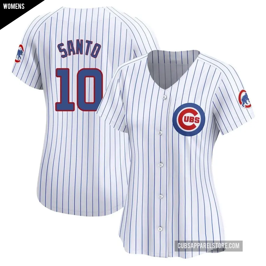 Women's Chicago Cubs ＃10 Ron Santo Limited White Home Jersey