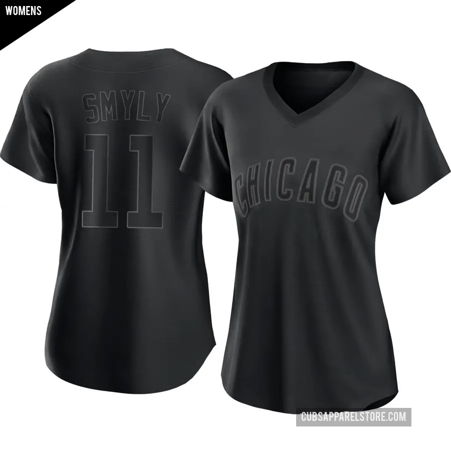 Women's Chicago Cubs ＃11 Drew Smyly Authentic Black Pitch Fashion Jersey