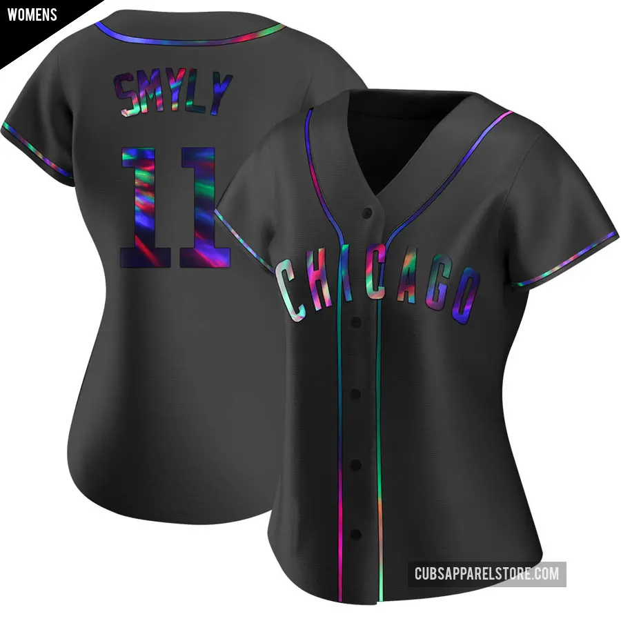 Women's Chicago Cubs ＃11 Drew Smyly Replica Black Holographic Alternate Jersey