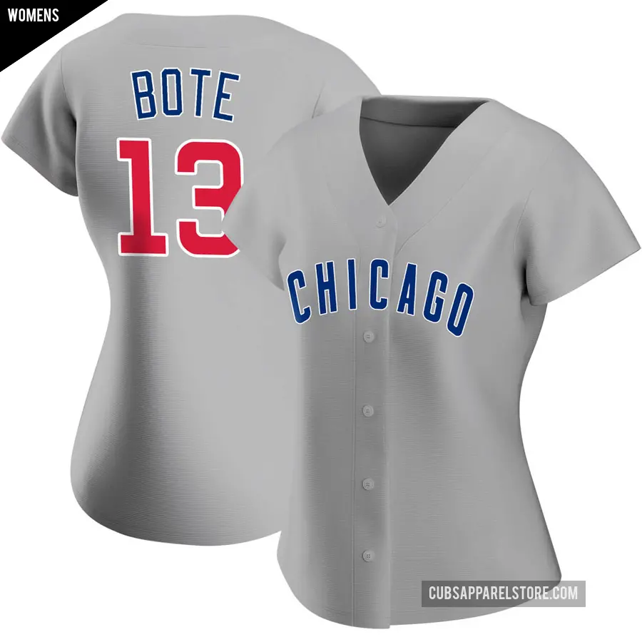 Women's Chicago Cubs ＃13 David Bote Authentic Gray Road Jersey