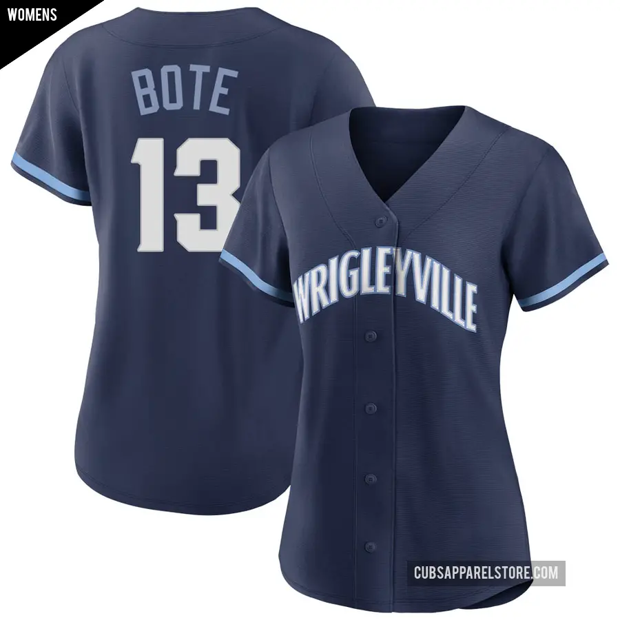 Women's Chicago Cubs ＃13 David Bote Authentic Navy 2021 City Connect Jersey