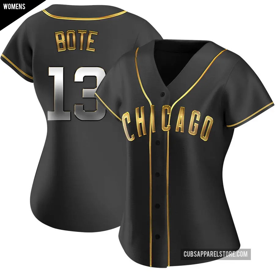 Women's Chicago Cubs ＃13 David Bote Replica Gold Black en Alternate Jersey