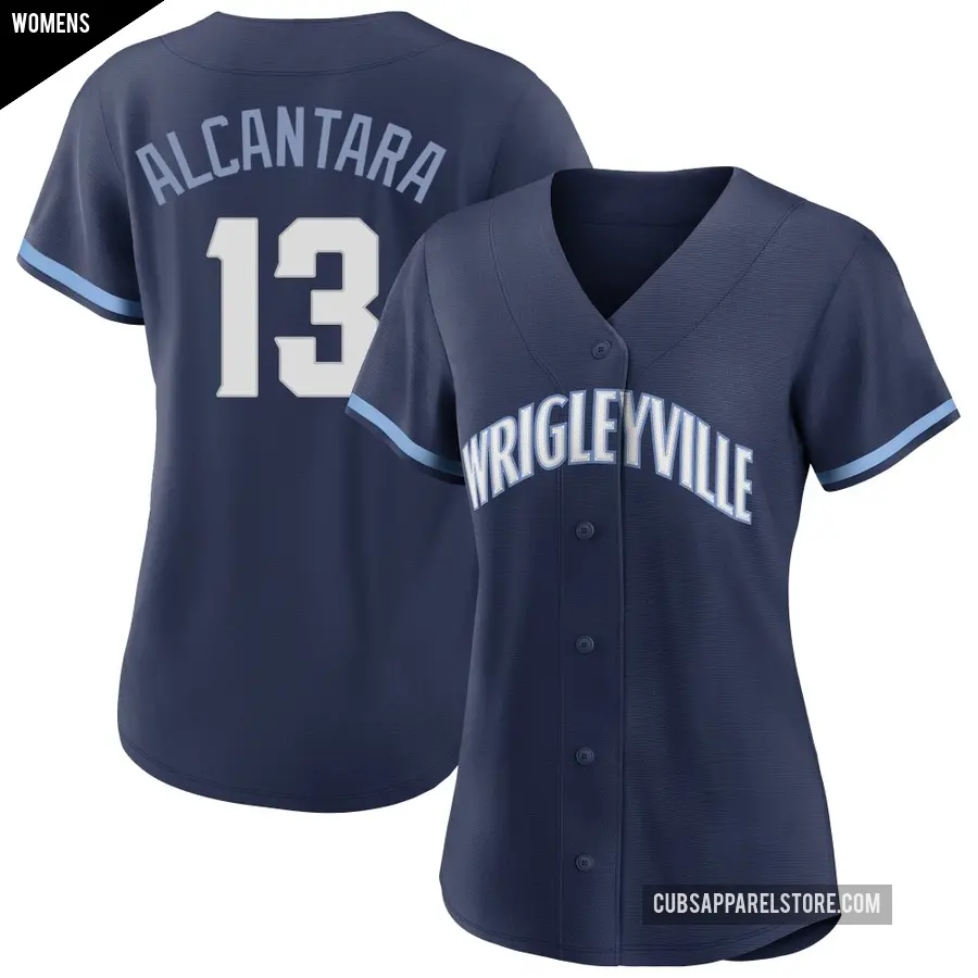 Women's Chicago Cubs ＃13 Kevin Alcantara Authentic Navy 2021 City Connect Jersey