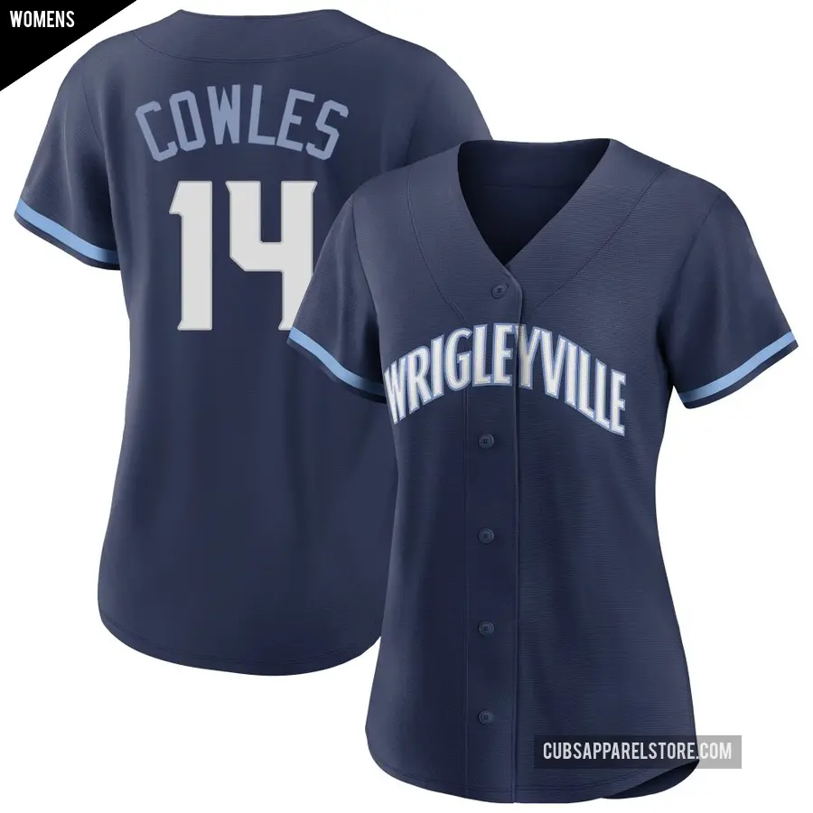 Women's Chicago Cubs ＃14 Benjamin Cowles Authentic Navy 2021 City Connect Jersey