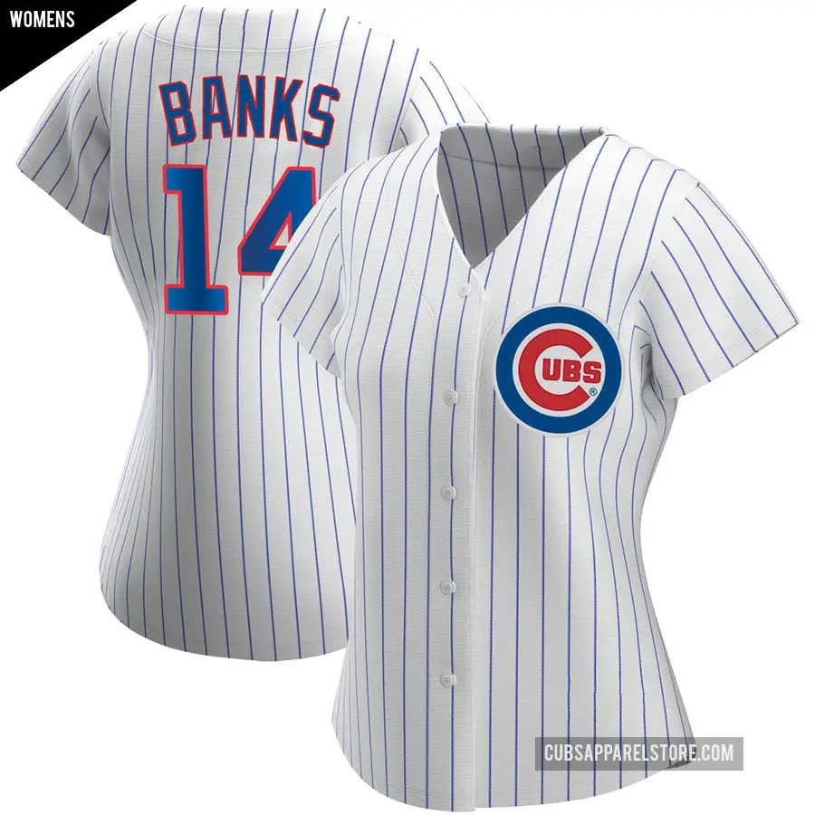 Women's Chicago Cubs ＃14 Ernie Banks Replica White Home Jersey