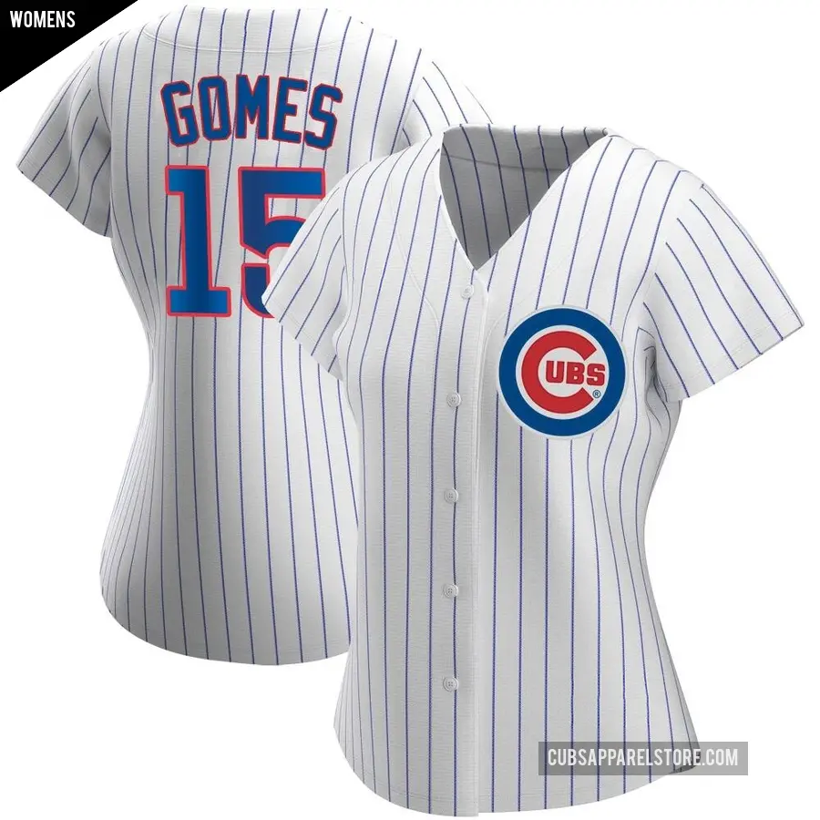 Women's Chicago Cubs ＃15 Yan Gomes Authentic White Home Jersey