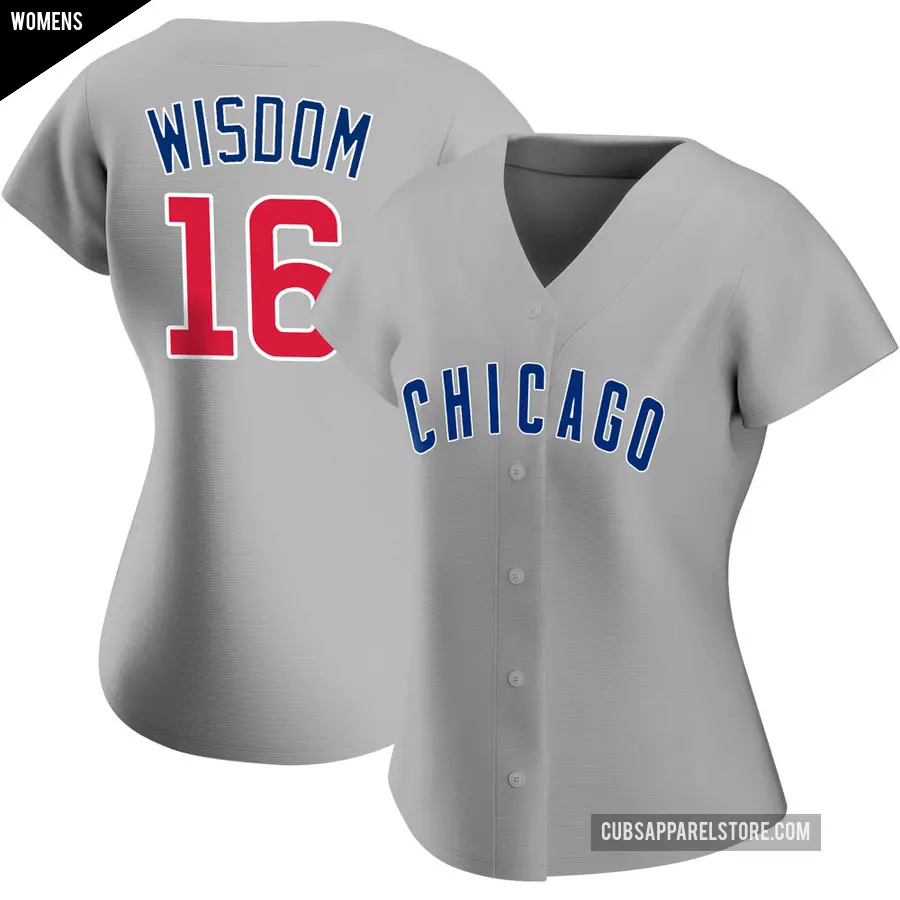 Women's Chicago Cubs ＃16 Patrick Wisdom Authentic Gray Road Jersey