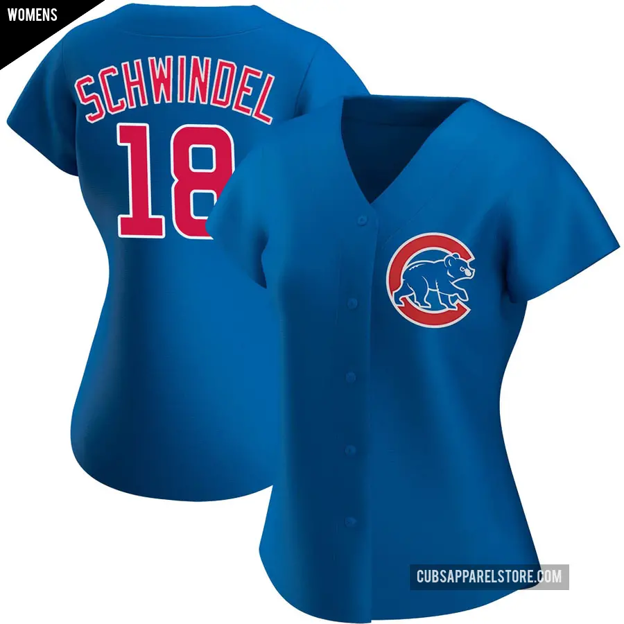 Women's Chicago Cubs ＃18 Frank Schwindel Authentic Royal Alternate Jersey