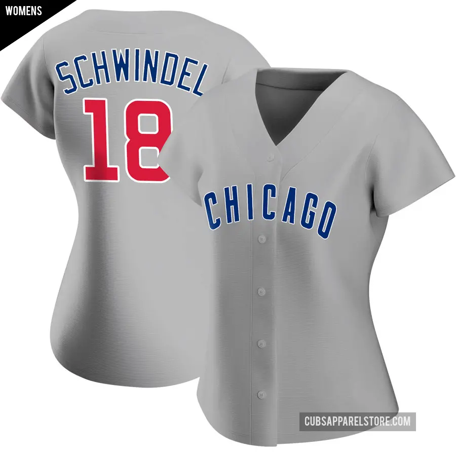 Women's Chicago Cubs ＃18 Frank Schwindel Replica Gray Road Jersey