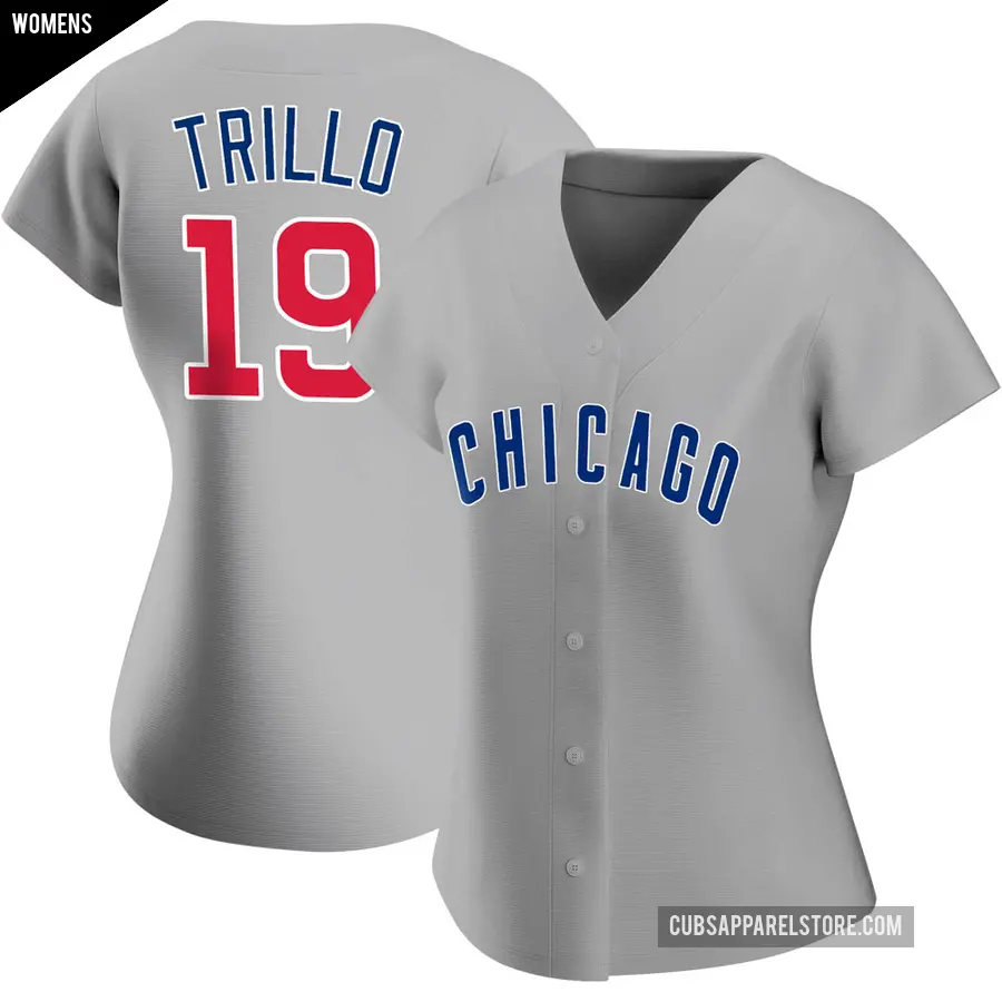 Women's Chicago Cubs ＃19 Manny Trillo Authentic Gray Road Jersey