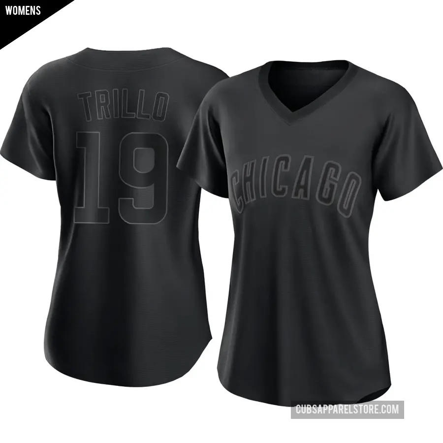 Women's Chicago Cubs ＃19 Manny Trillo Replica Black Pitch Fashion Jersey