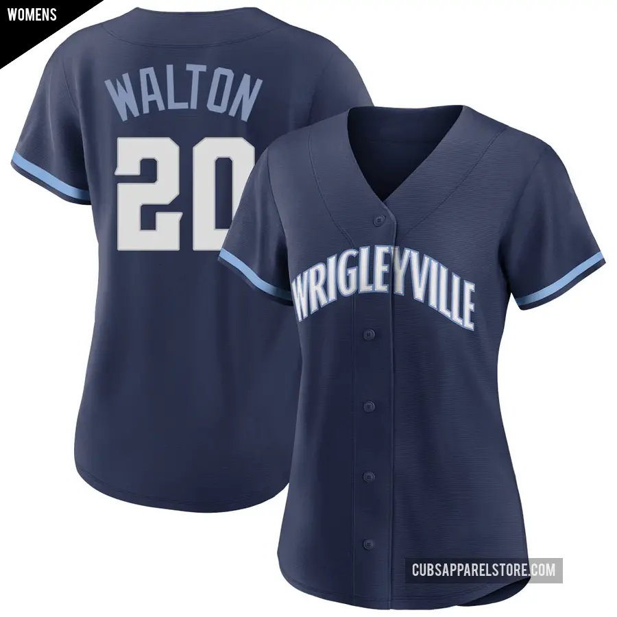 Women's Chicago Cubs ＃20 Jerome Walton Authentic Navy 2021 City Connect Jersey